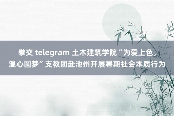 拳交 telegram 土木建筑学院“为爱上色，温心圆梦”支教团赴池州开展暑期社会本质行为