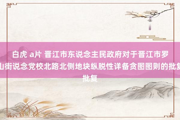 白虎 a片 晋江市东说念主民政府对于晋江市罗山街说念党校北路北侧地块纵脱性详备贪图图则的批复