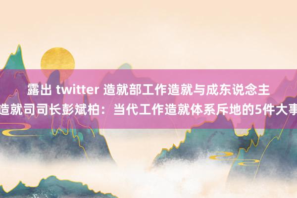 露出 twitter 造就部工作造就与成东说念主造就司司长彭斌柏：当代工作造就体系斥地的5件大事