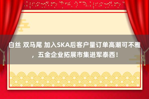 白丝 双马尾 加入SKA后客户量订单高潮可不雅，五金企业拓展市集进军泰西！