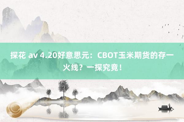 探花 av 4.20好意思元：CBOT玉米期货的存一火线？一探究竟！