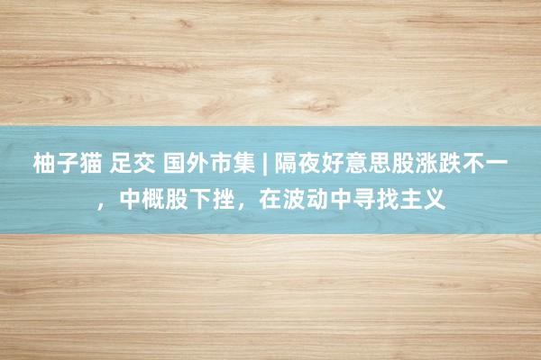 柚子猫 足交 国外市集 | 隔夜好意思股涨跌不一，中概股下挫，在波动中寻找主义